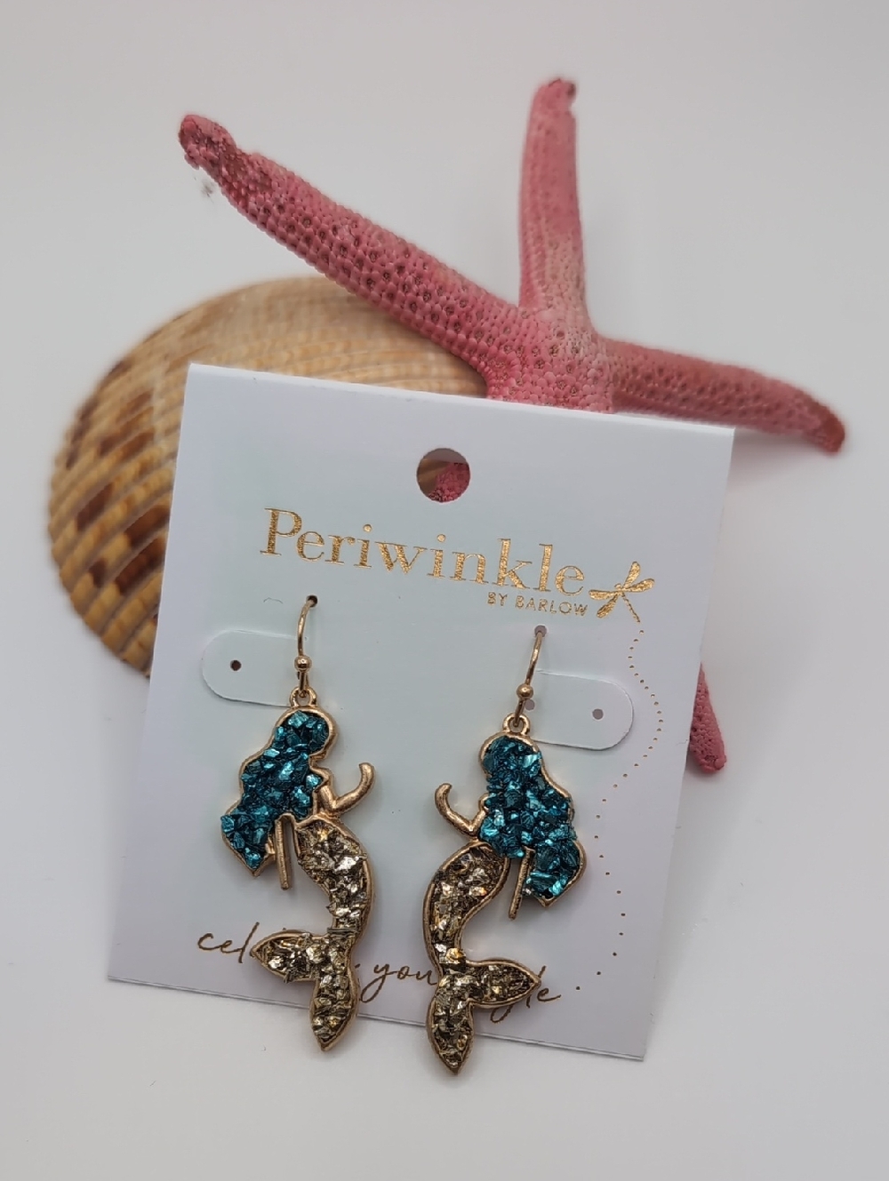 Sparkly Gold & Teal Mermaid Earrings - Periwinkle By Barlow NWT